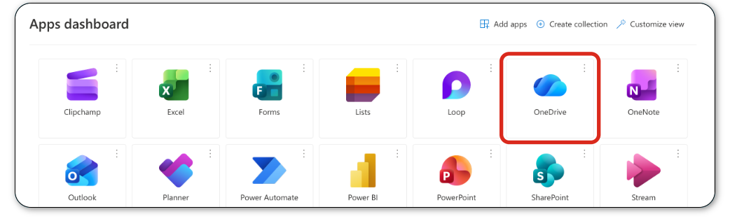 OneDrive in My Apps portal