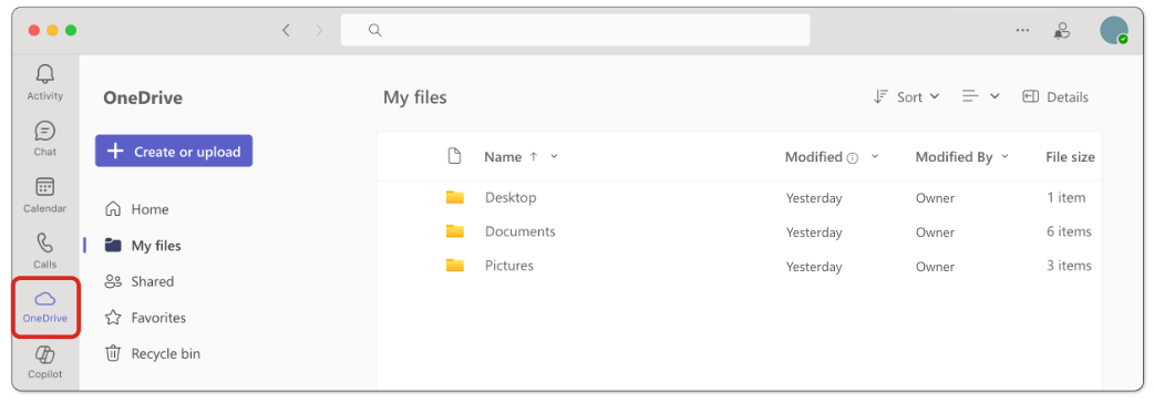 OneDrive access within Microsoft Teams